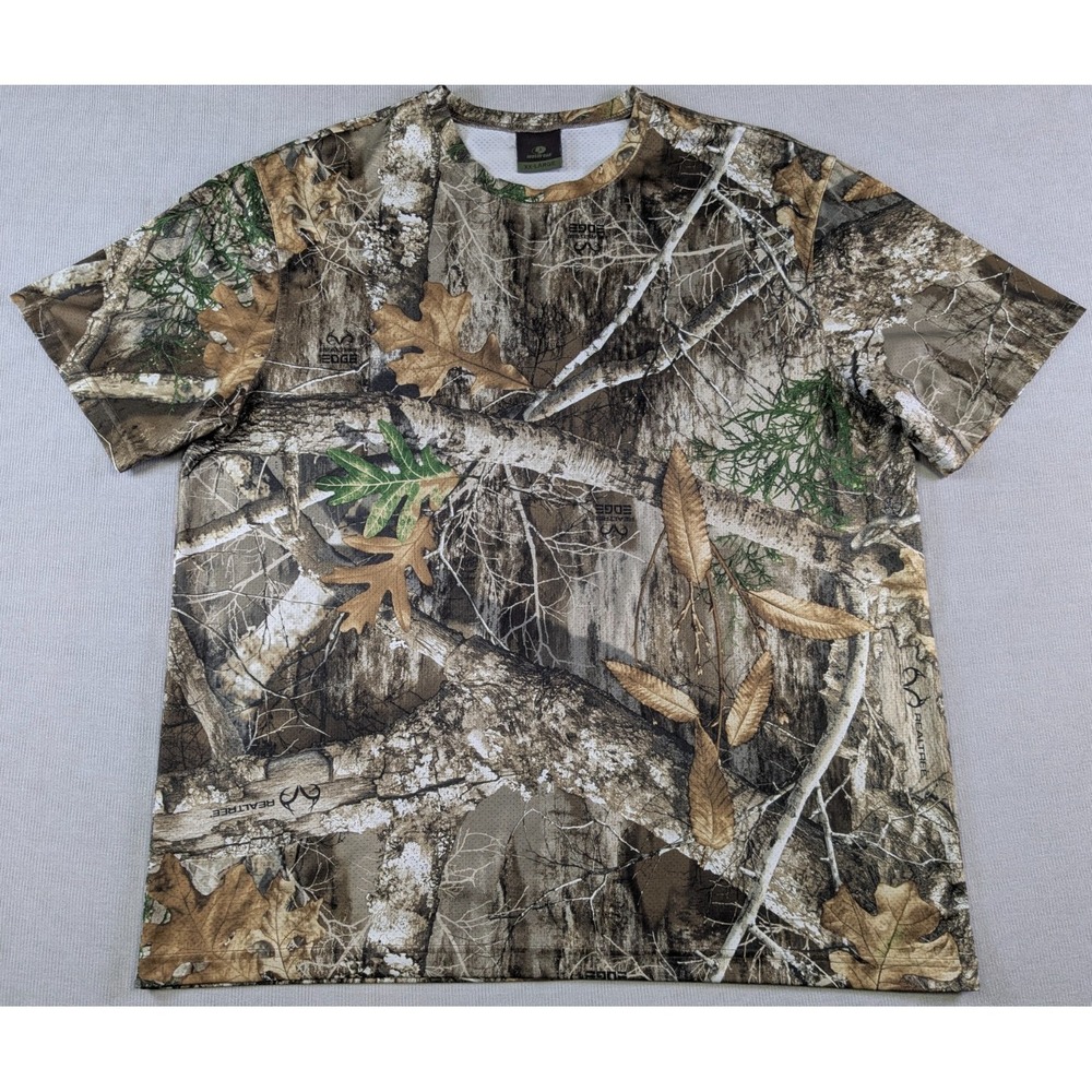 Mossy Oak Shirt Mens 2XL Brown Performance Camo Realtree Edge Hunting Outdoors